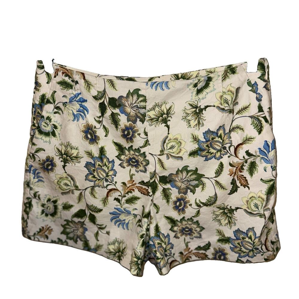 LOFT Women’s Floral High Rise Chino Shorts Size S Pockets Zip Closure size 8 - Picture 3 of 9